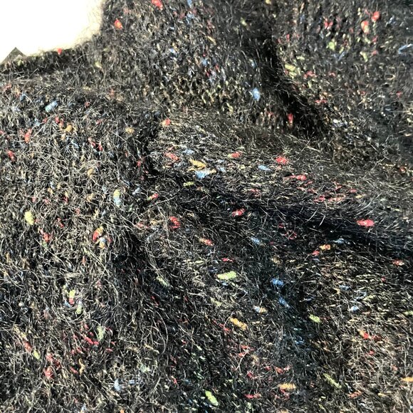 Vintage Speckled Black Wool Mohair Blend Button-Up Cardigan Sweater Women's M - Picture 4 of 8